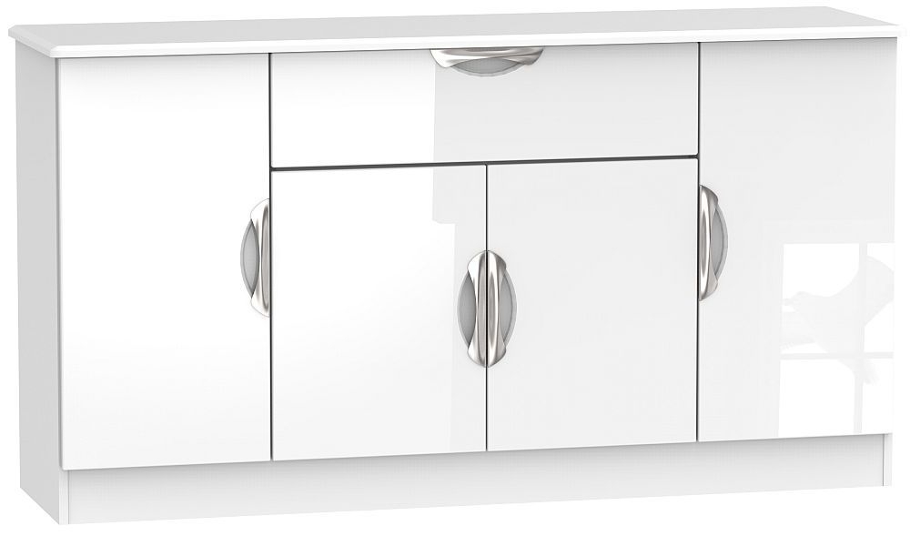 Camden High Gloss White 4 Door 1 Drawer Wide Sideboard