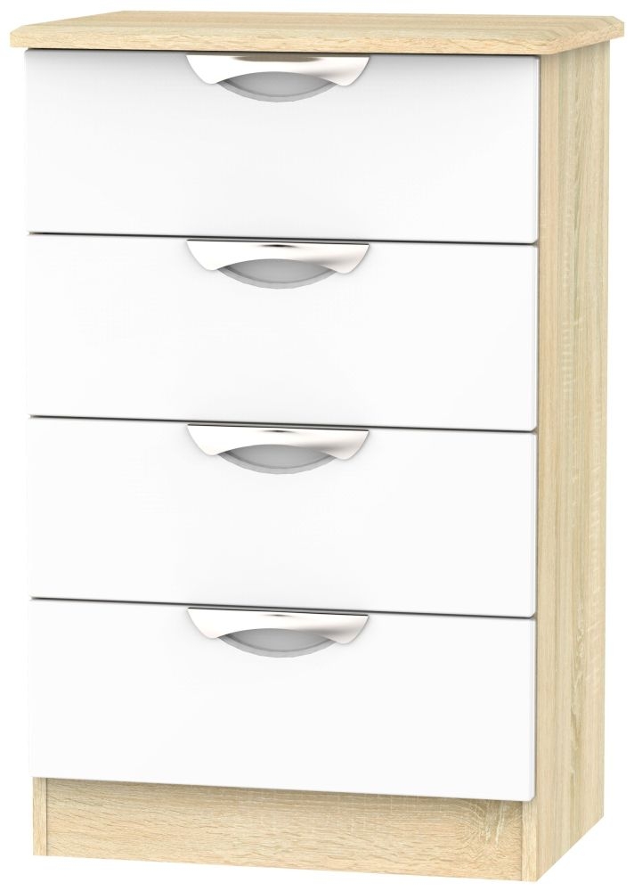 Camden 4 Drawer Midi Chest High Gloss White And Bardolino