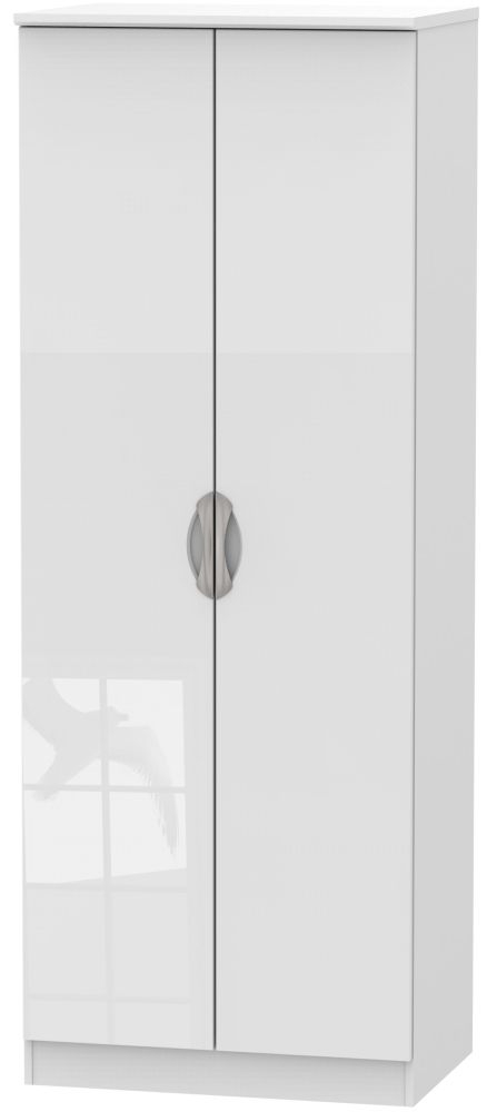 Camden High Gloss White 2 Door Tall Hanging Wardrobe