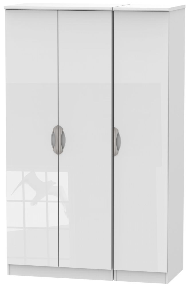 Camden High Gloss White 3 Door Plain Wardrobe