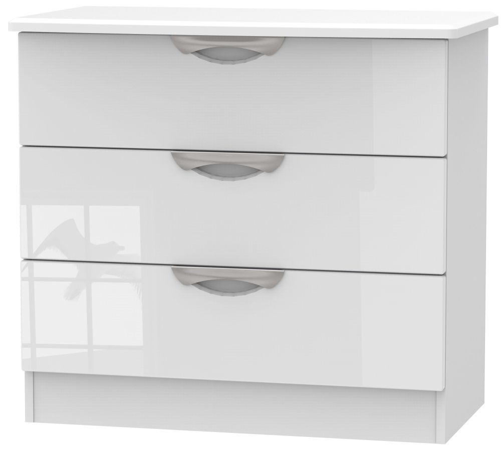 Camden High Gloss White 3 Drawer Chest