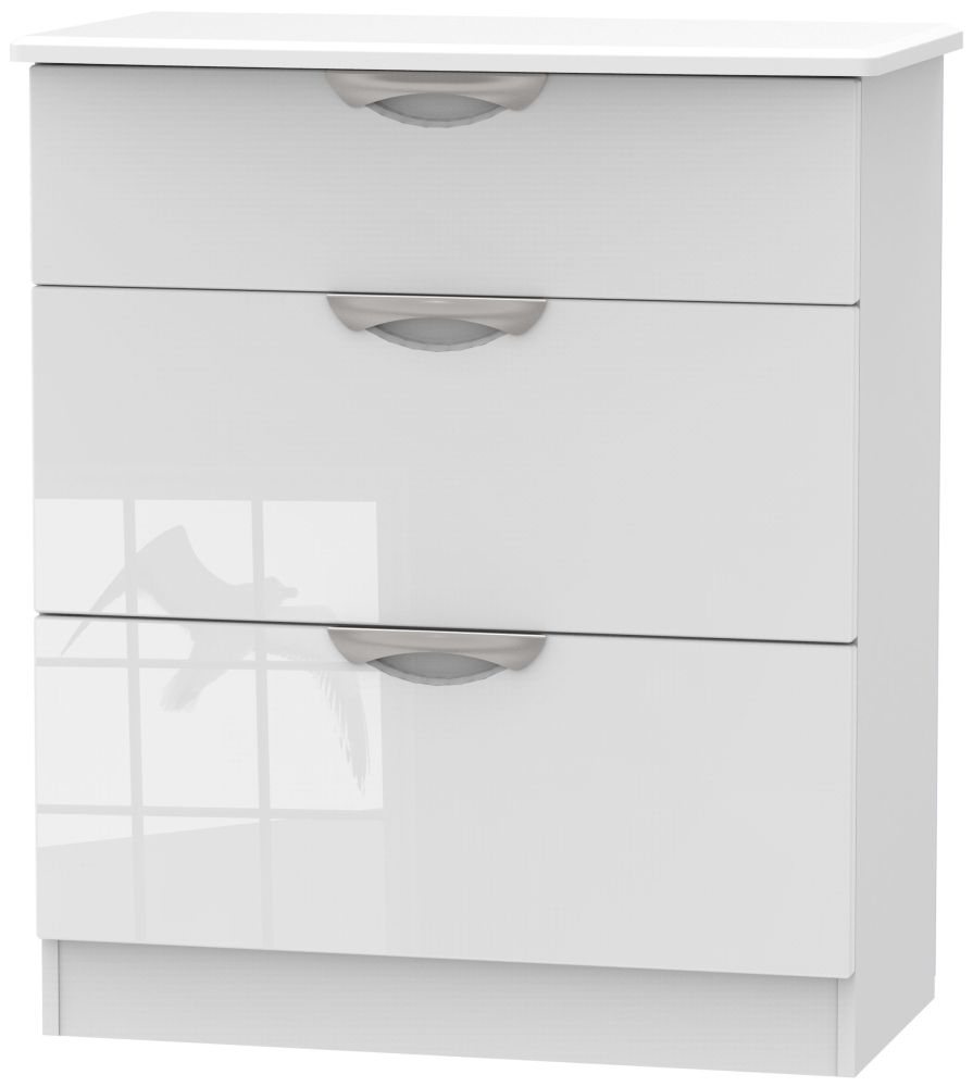 Camden High Gloss White 3 Drawer Deep Chest