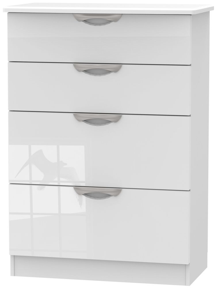 Camden High Gloss White 4 Drawer Deep Chest