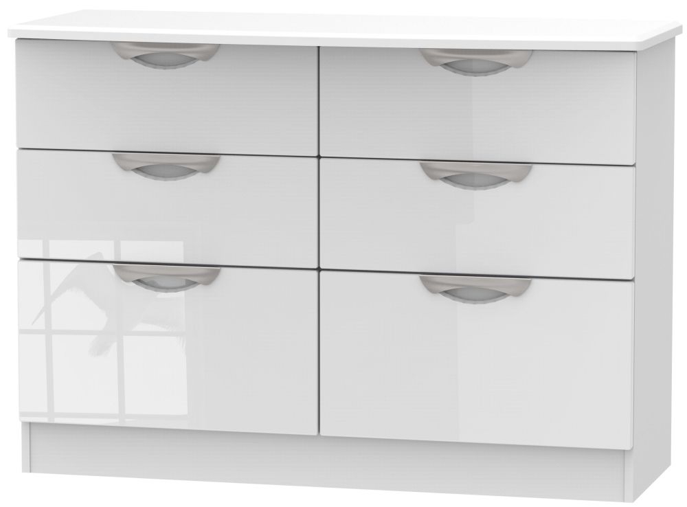 Camden High Gloss White 6 Drawer Midi Chest