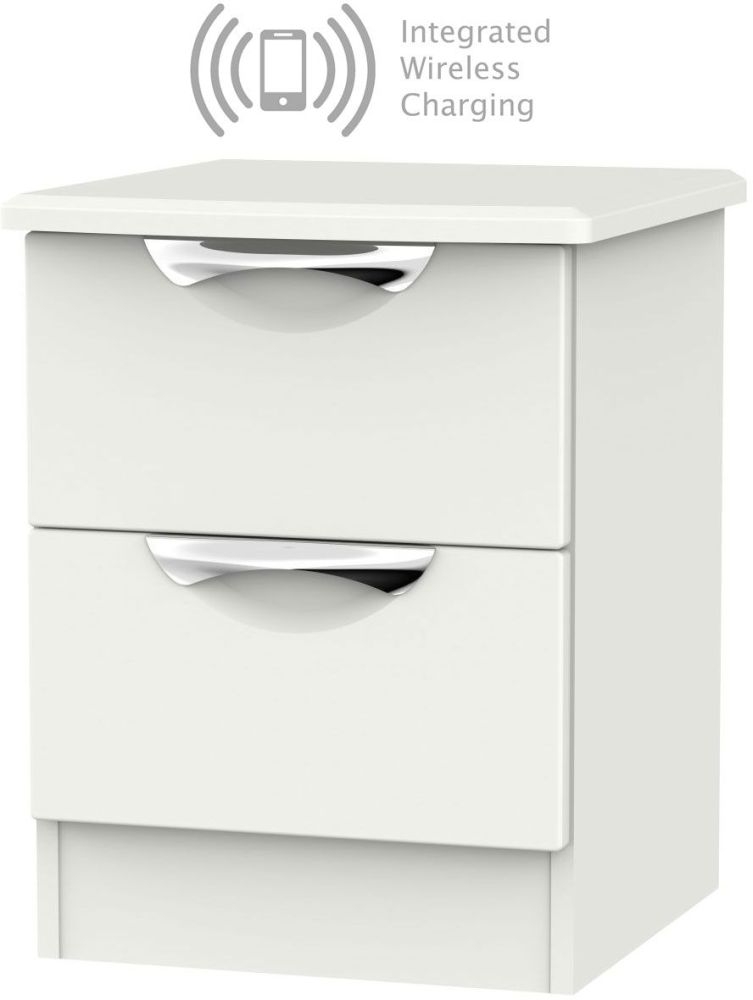 Camden Light Grey 2 Drawer Bedside Cabinet With Integrated Wireless Charging