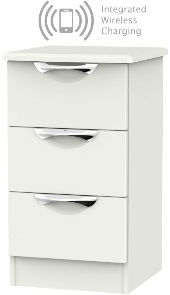 Camden Light Grey 3 Drawer Bedside Cabinet With Integrated Wireless Charging