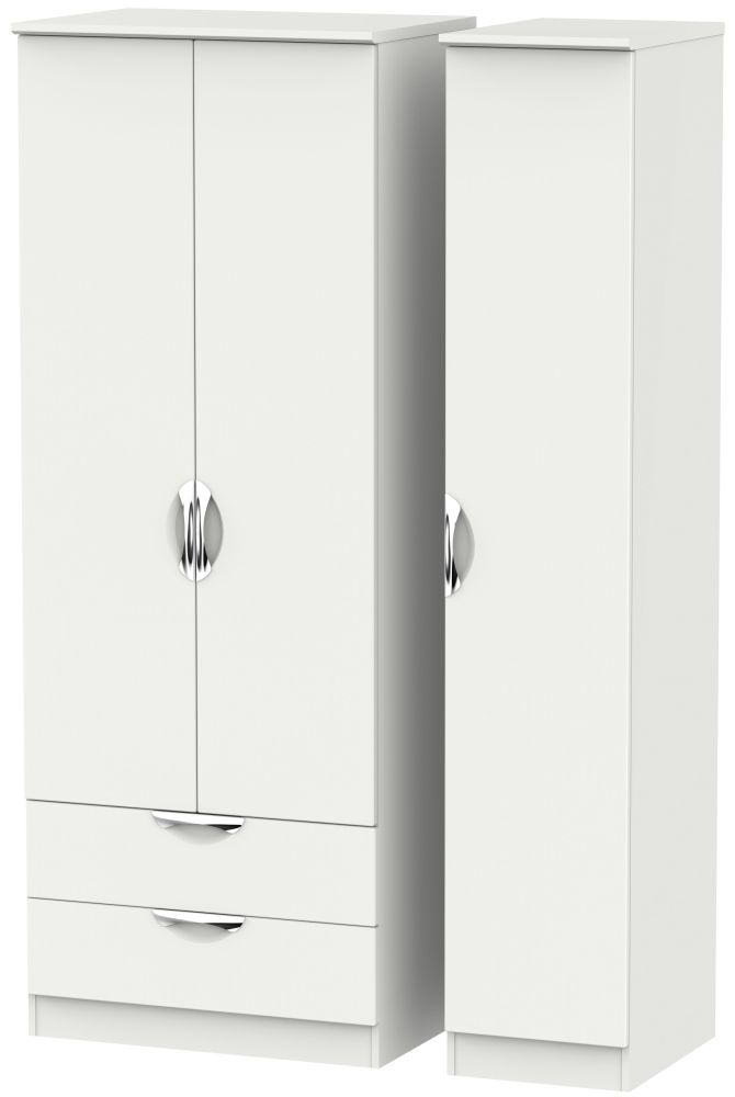 Camden Light Grey 3 Door 2 Drawer Tall Wardrobe