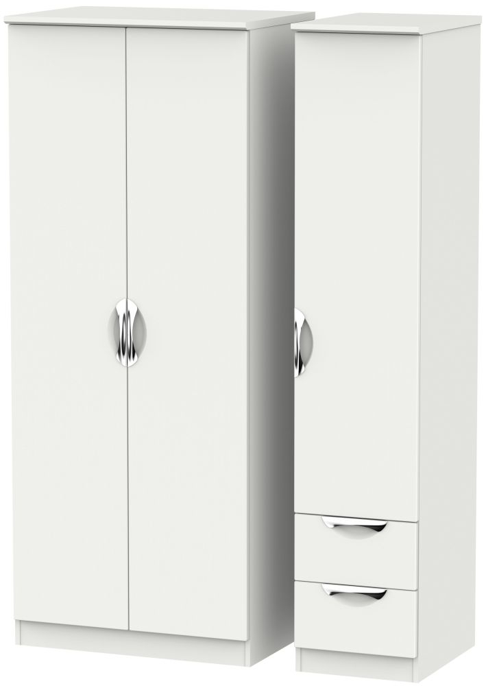 Camden Light Grey 3 Door 2 Right Drawer Plain Wardrobe