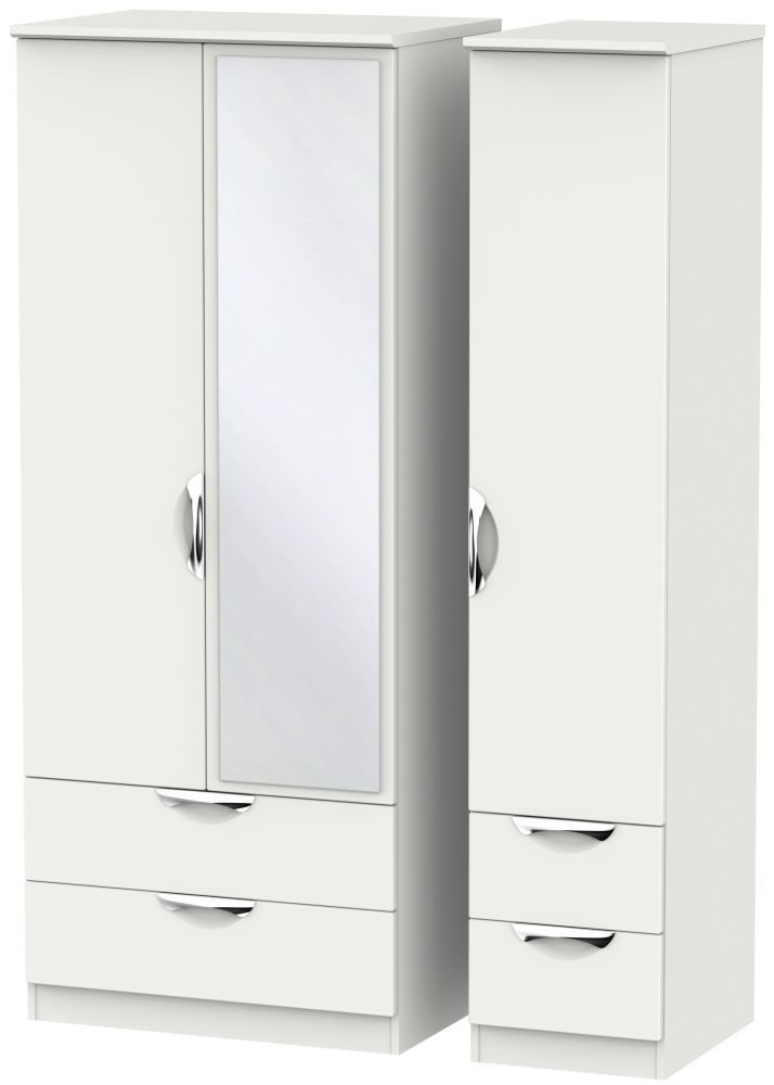 Camden Light Grey 3 Door 4 Drawer Mirror Wardrobe