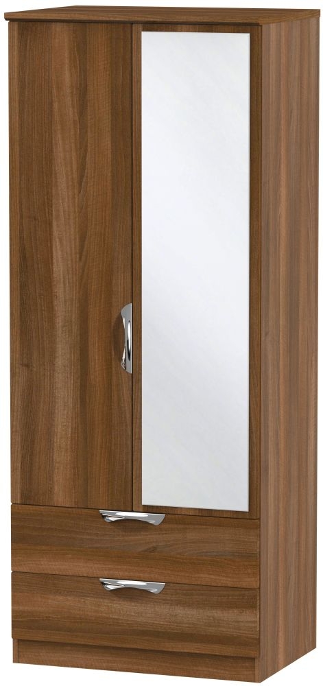 Camden Noche Walnut 2 Door Mirror Combi Wardrobe