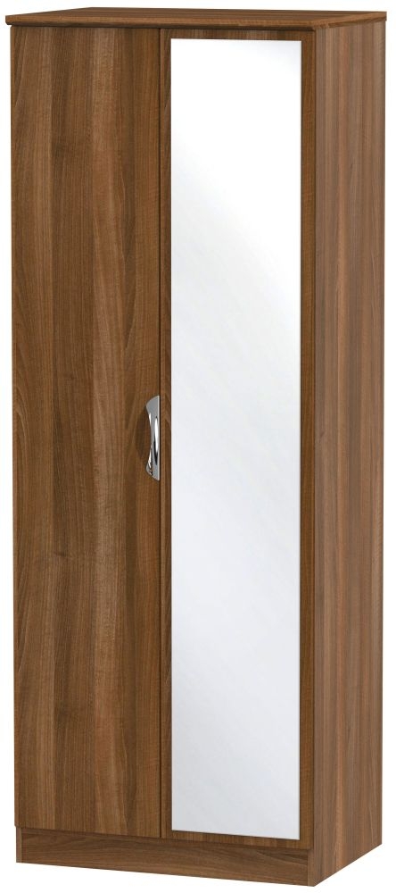 Camden Noche Walnut 2 Door Tall Mirror Wardrobe