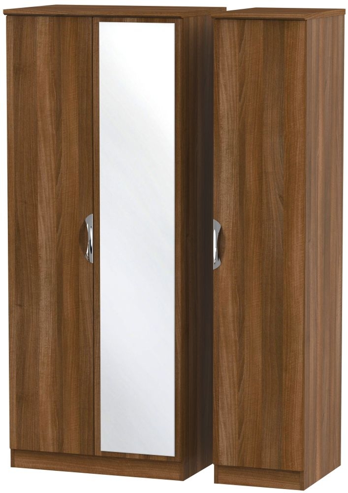 Camden Noche Walnut 3 Door Mirror Wardrobe