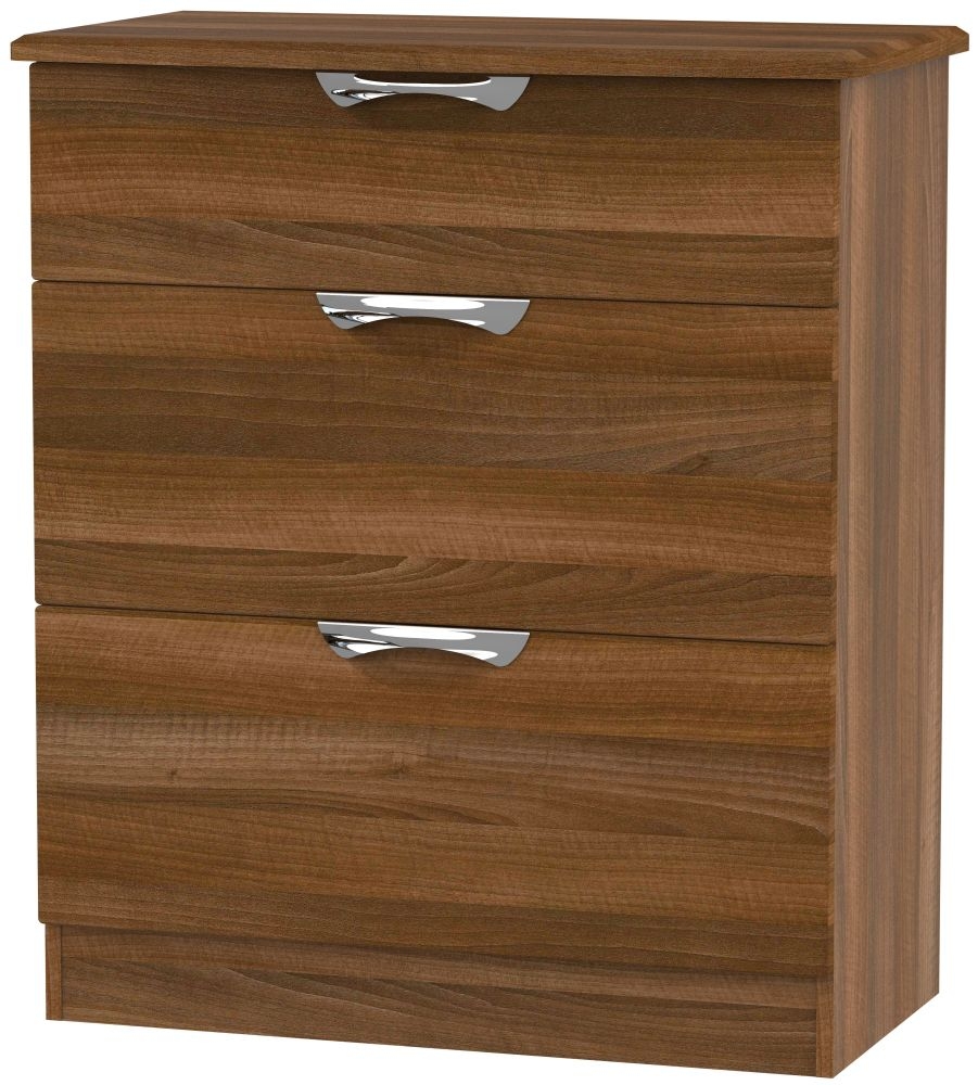 Camden Noche Walnut 3 Drawer Deep Chest