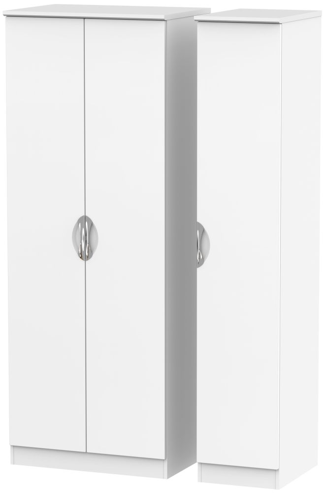 Camden White Matt 3 Door Tall Plain Wardrobe