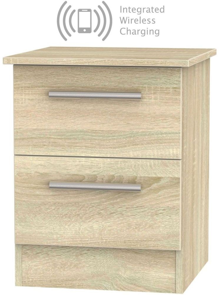 Contrast Bardolino 2 Drawer Bedside Cabinet With Integrated Wireless Charging