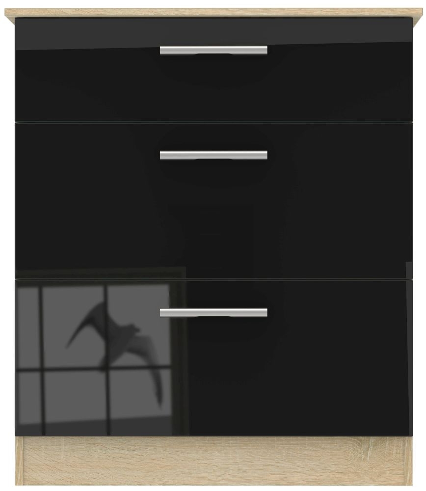 Contrast 3 Drawer Chest High Gloss Black And Bardolino