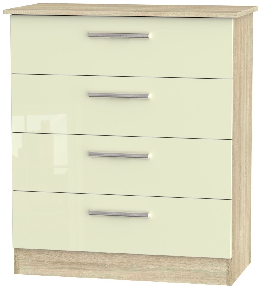Contrast 4 Drawer Chest High Gloss Cream And Bardolino