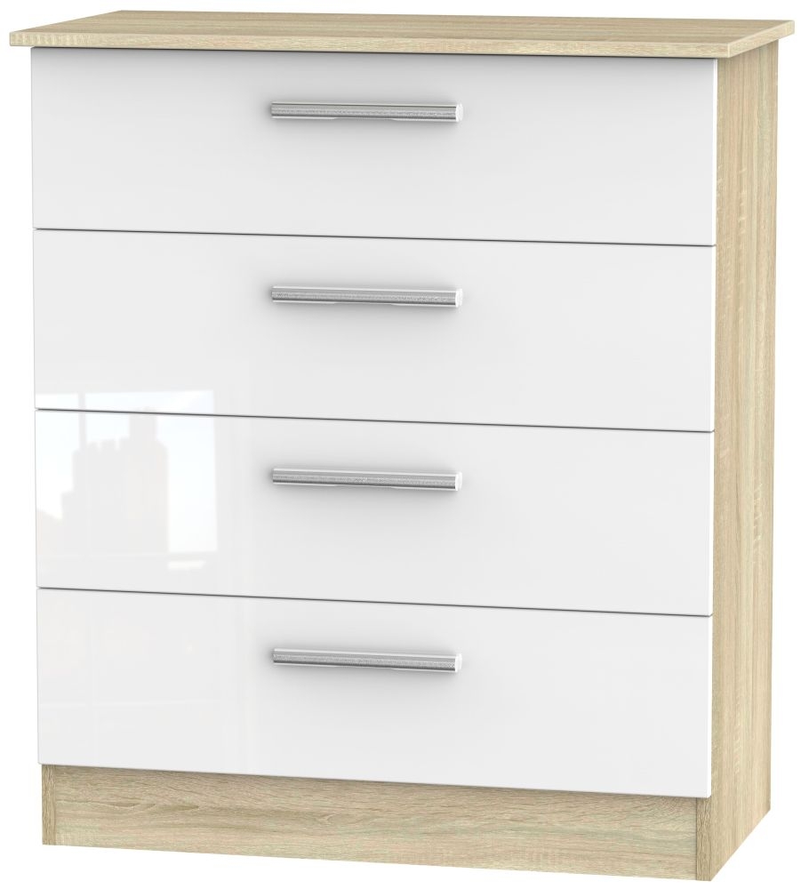 Contrast 4 Drawer Chest High Gloss White And Bardolino