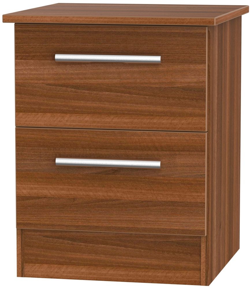 Contrast Noche Walnut 2 Drawer Bedside Cabinet