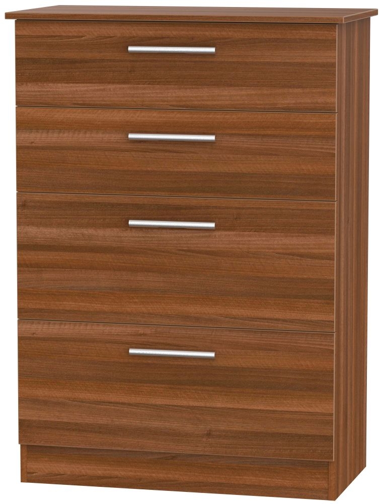 Contrast Noche Walnut 4 Drawer Deep Chest