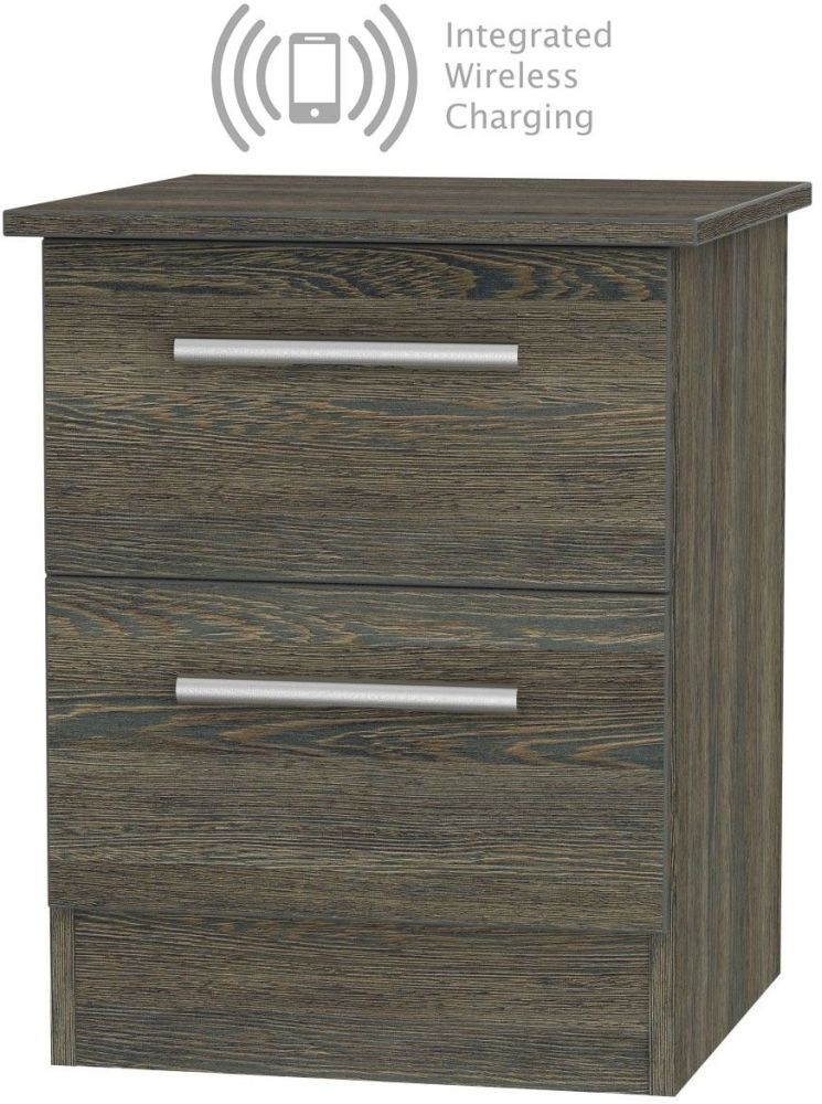 Contrast Panga 2 Drawer Bedside Cabinet With Integrated Wireless Charging