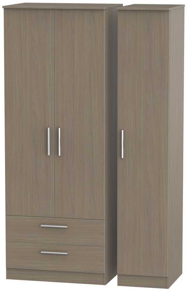 Contrast Toronto Walnut 3 Door 2 Drawer Wardrobe