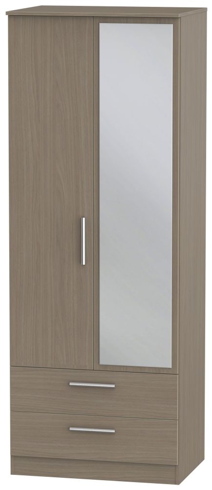 Contrast Toronto Walnut 2 Door Combi Wardrobe