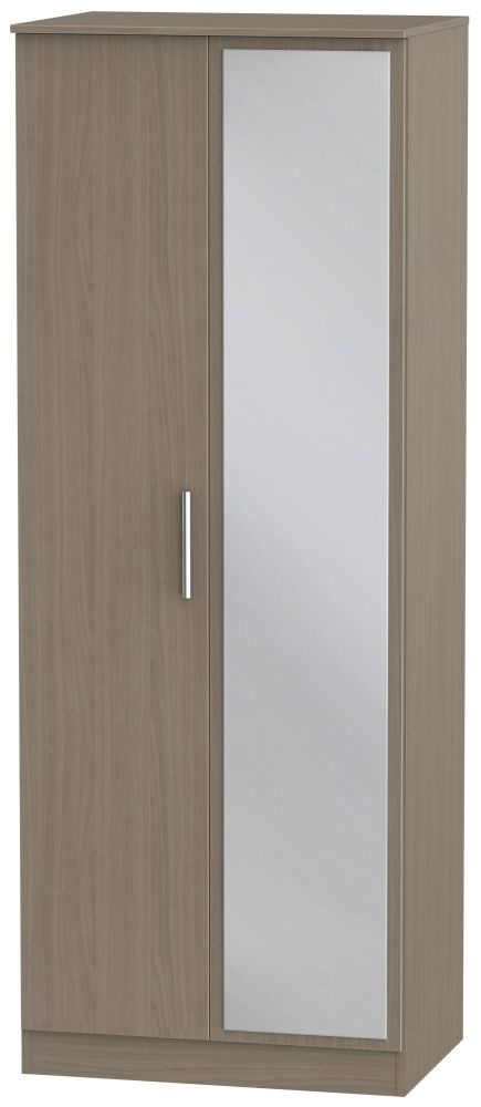 Contrast Toronto Walnut 2 Door Mirror Wardrobe