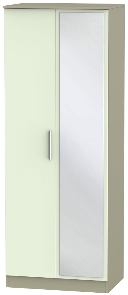 Contrast 2 Door Mirror Wardrobe Vanilla And Mushroom