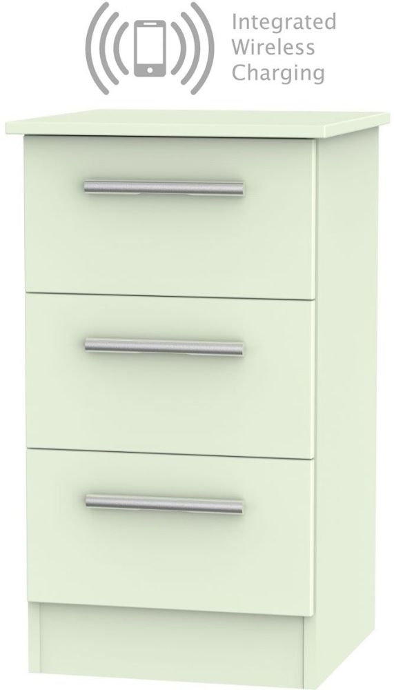 Contrast Vanilla 3 Drawer Bedside Cabinet With Integrated Wireless Charging
