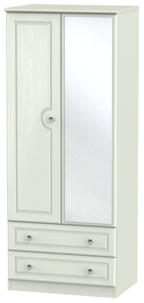 Crystal Kaschmir Ash 2 Door 2 Drawer Mirror Wardrobe