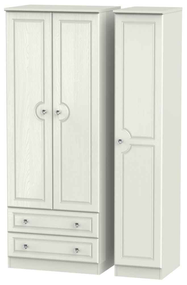 Crystal Kaschmir Ash 3 Door 2 Drawer Tall Wardrobe