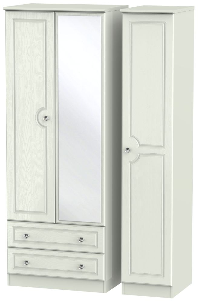 Crystal Kaschmir Ash 3 Door 2 Left Drawer Tall Mirror Wardrobe