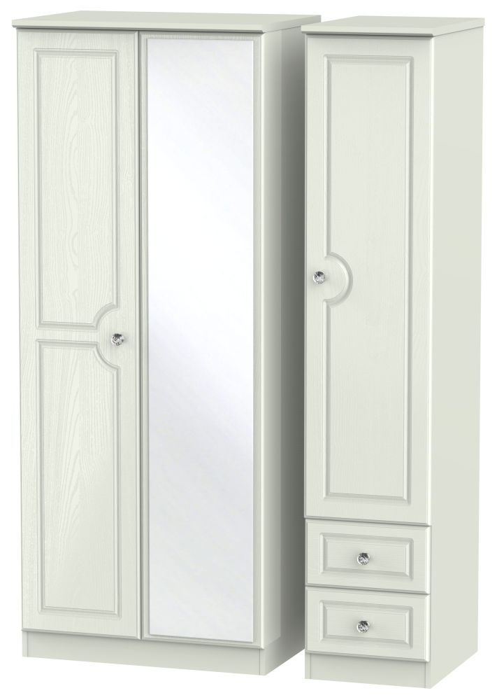 Crystal Kaschmir Ash 3 Door 2 Right Drawer Mirror Wardrobe