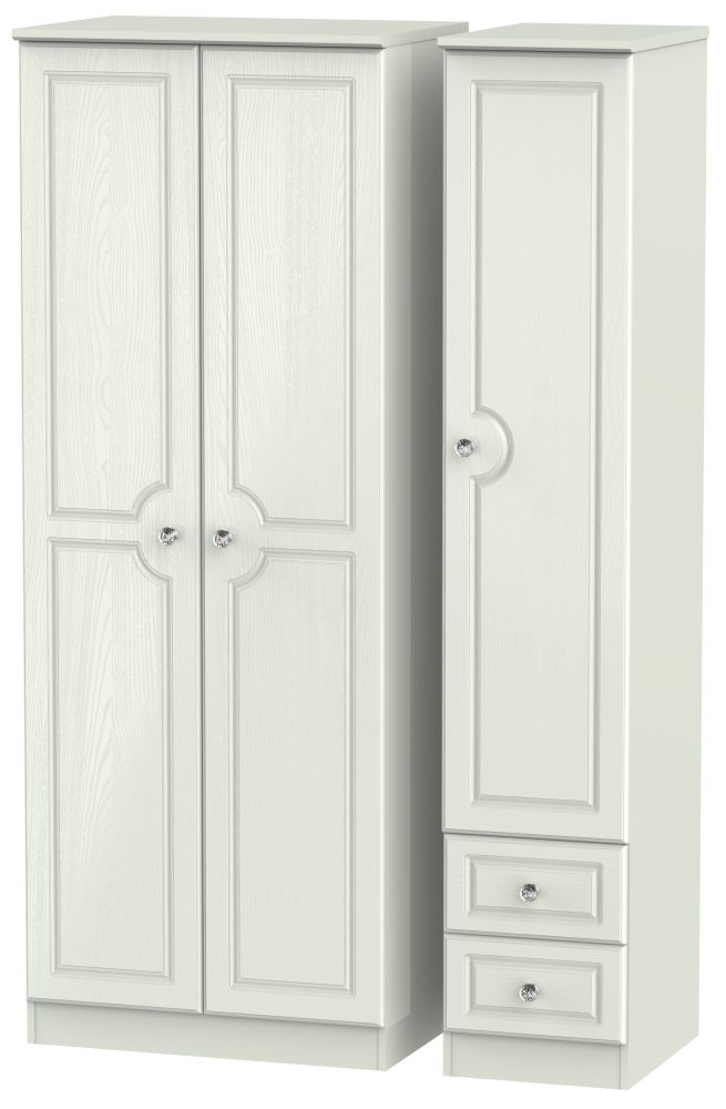 Crystal Kaschmir Ash 3 Door 2 Right Drawer Tall Plain Wardrobe