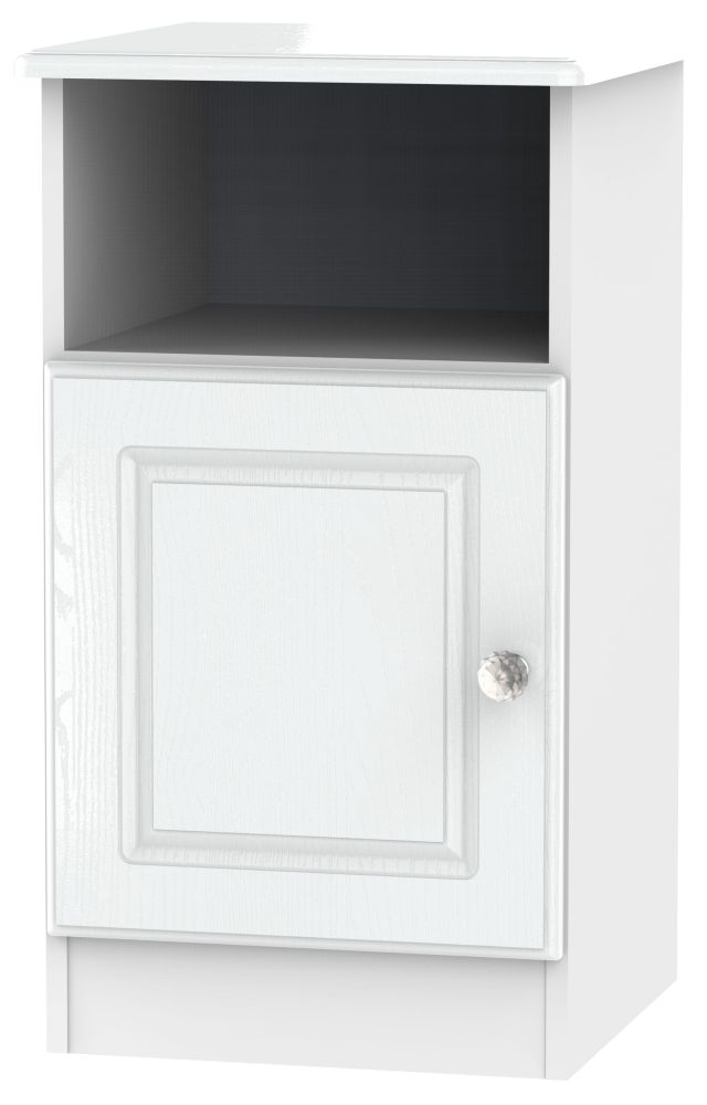 Crystal White Ash 1 Door Bedside Cabinet