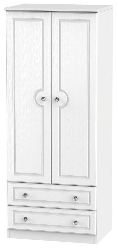 Crystal White Ash 2 Door 2 Drawer Wardrobe