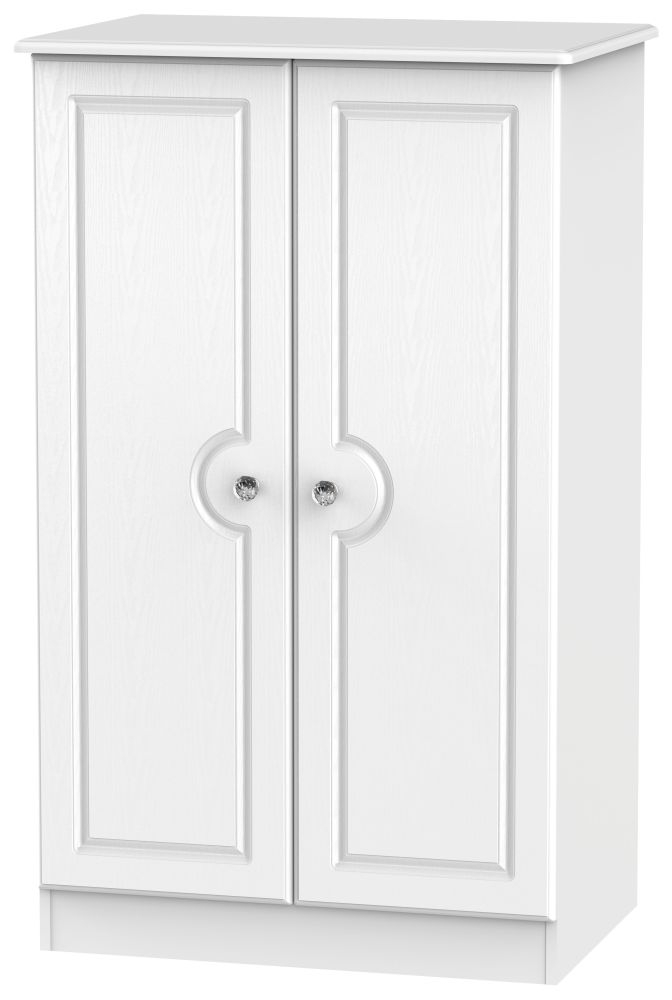 Crystal White Ash 2 Door Plain Midi Wardrobe