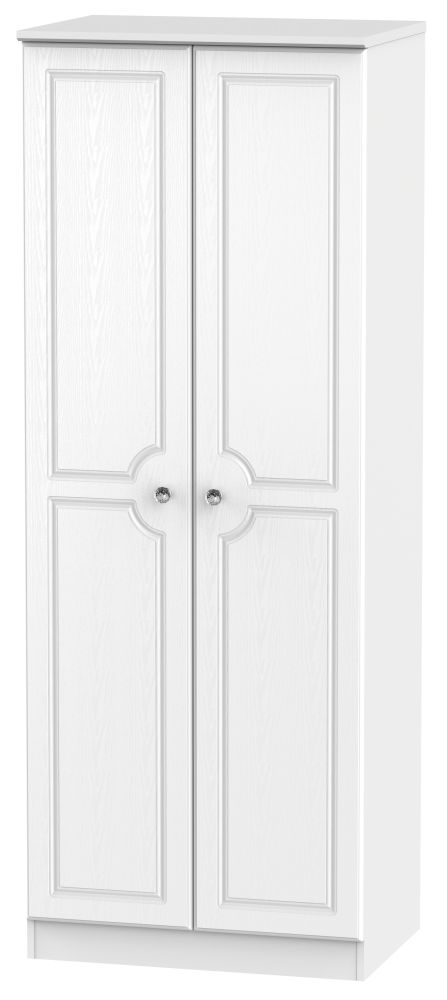 Crystal White Ash 2 Door Tall Plain Wardrobe