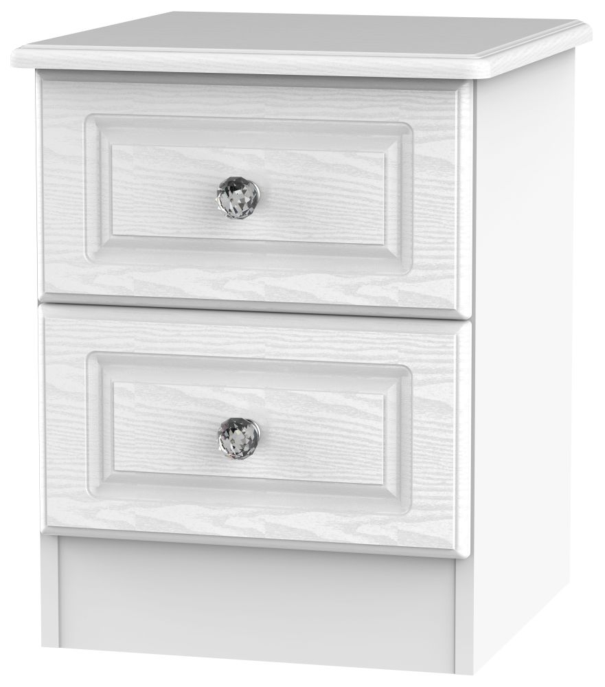 Crystal White Ash 2 Drawer Bedside Cabinet