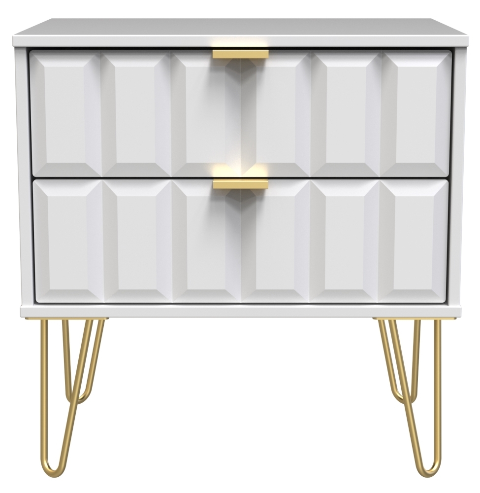 Cube White Matt 2 Drawer Midi Chest With Hairpin Legs