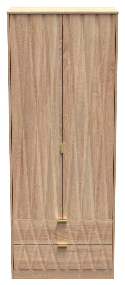 Diamond 2 Door 2 Drawer Wardrobe Bardolino Oak