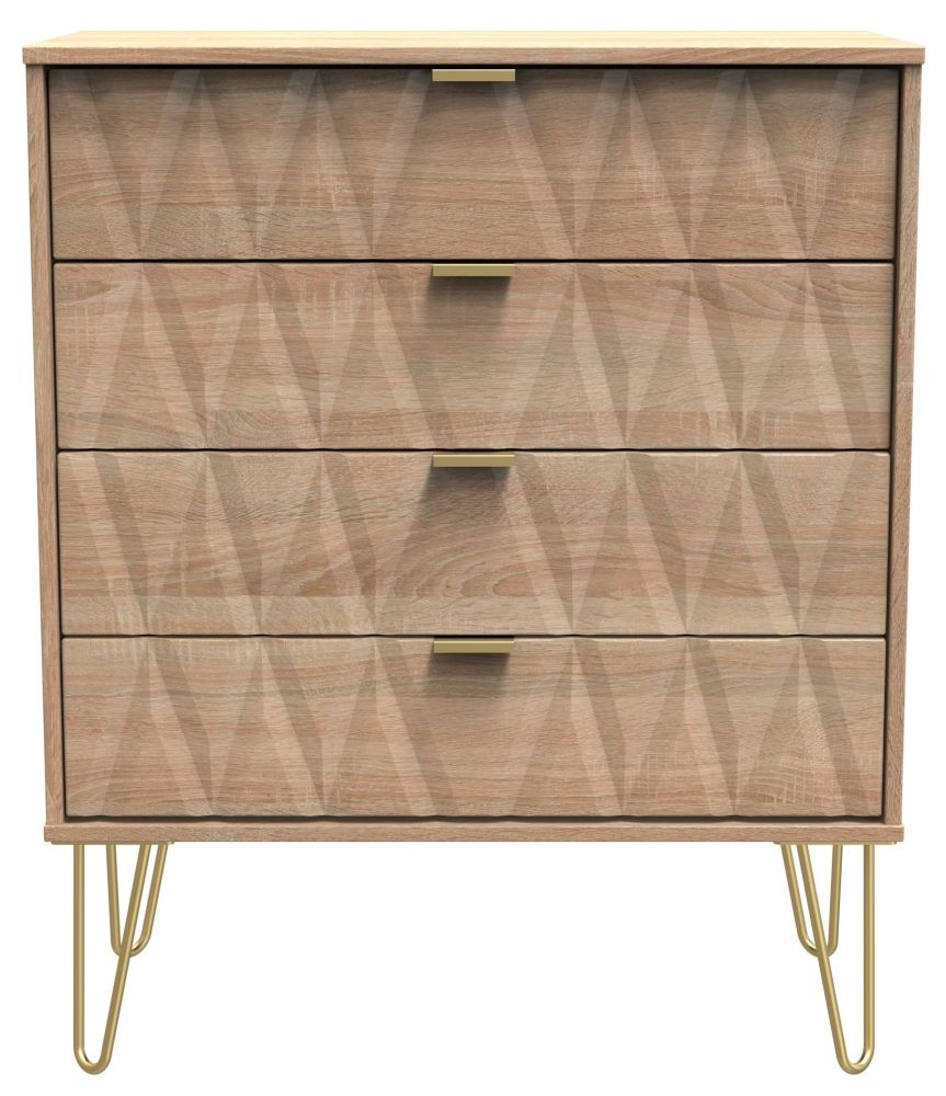 Diamond 4 Drawer Chest With Hairpin Legs Bardolino Oak