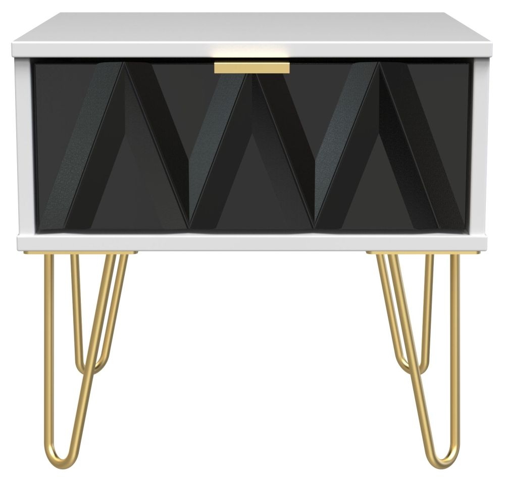 Diamond 1 Drawer Bedside Cabinet With Hairpin Legs Black And White