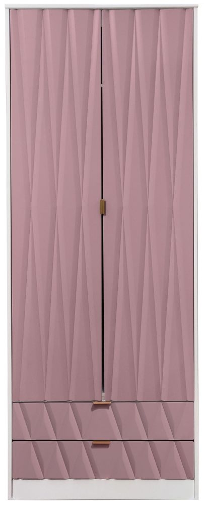 Diamond 2 Door 2 Drawer Wardrobe Kobe Pink And White