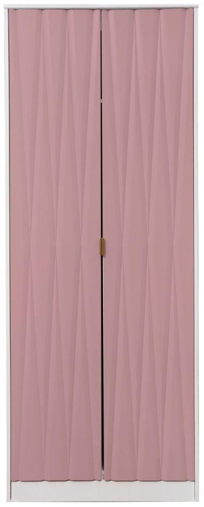 Diamond 2 Door Wardrobe Kobe Pink And White
