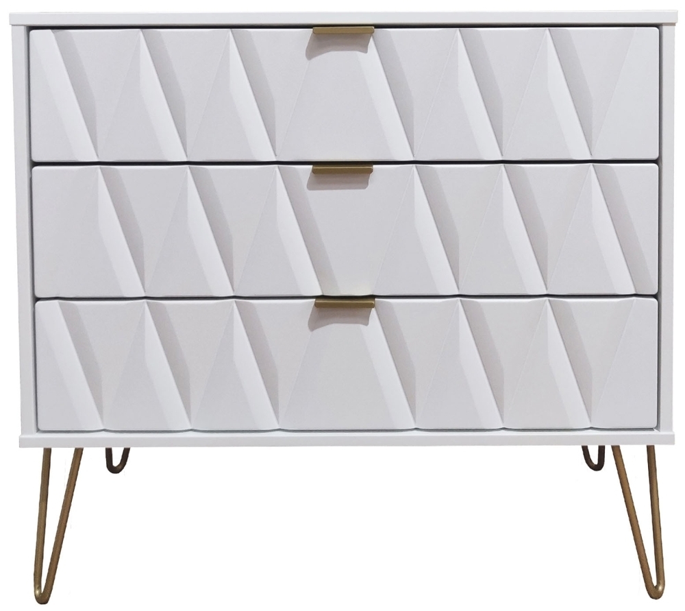Diamond White 3 Drawer Chest With Hairpin Legs