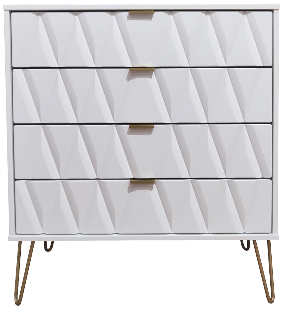Diamond White 4 Drawer Chest With Hairpin Legs