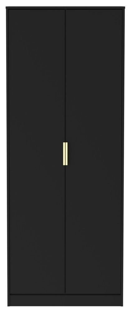 Diego Black Gold 2 Door Tall Wardrobe