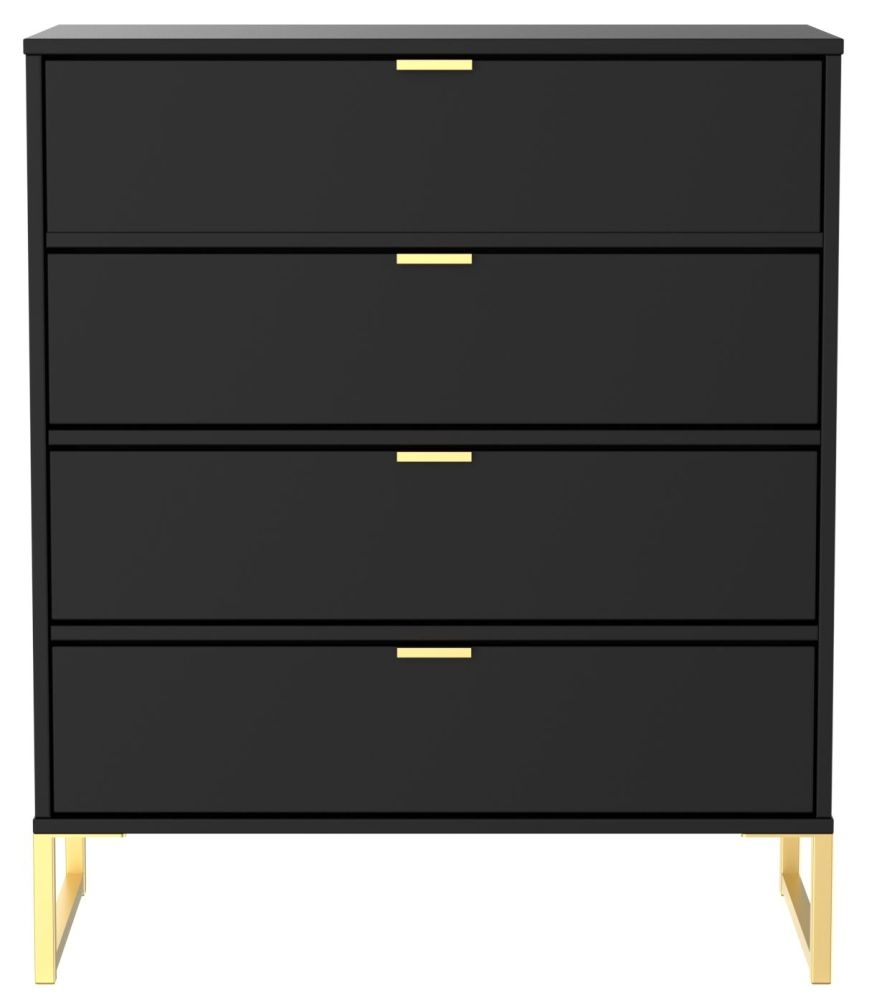 Diego Black Gold 4 Drawer Chest